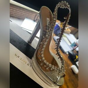 Aquazzura temptation crystal peep toe pumps